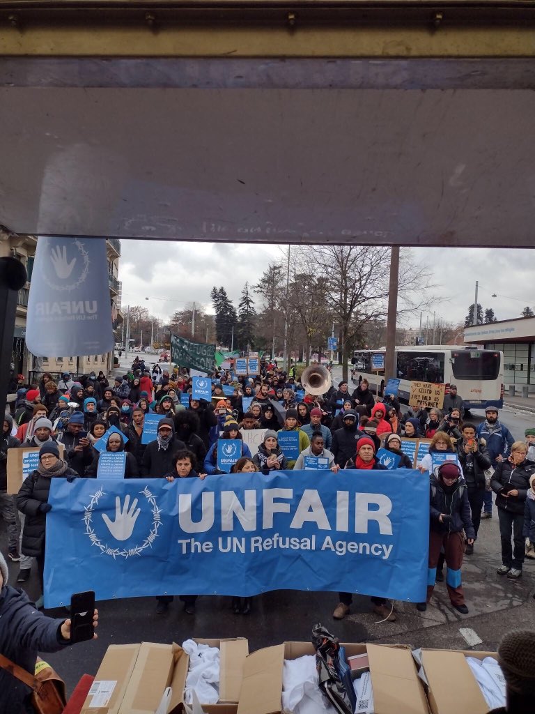 “We are here and we will fight
Seeking asylum is everybody’s right!”

We started marching with a few first speeches in front of the #UNHCR headquarters. 

UN Agencies - stop ghosting refugees!