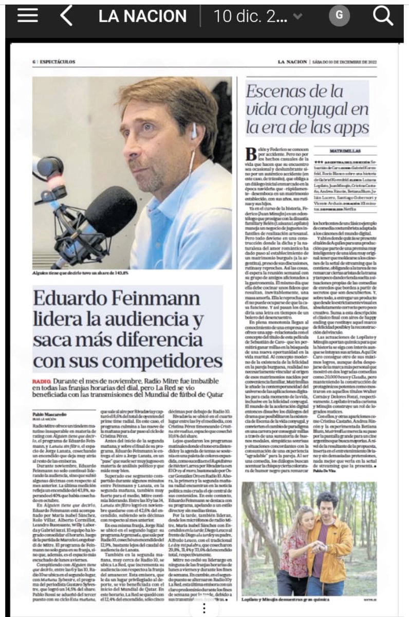 Gracias por destacarlo querido amigo ⁦<a href="/josedel_rio/">José del Rio</a>⁩ en ⁦<a href="/lanacionmas/">La Nación Más</a>⁩