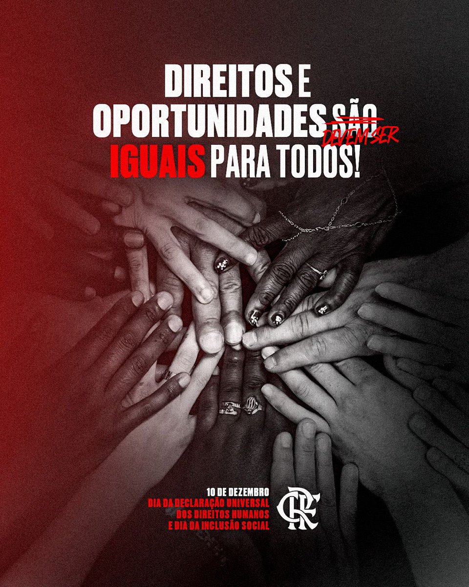 Flamengo's tweet photo. Uma sociedade só se torna plenamente desenvolvida e capaz quando valoriza cada ser humano a partir de suas potencialidades e limitações, garantindo a todos, de forma igualitária, condições para uma vida participativa e de qualidade.

#CRF https://t.co/29lD0iNhnN