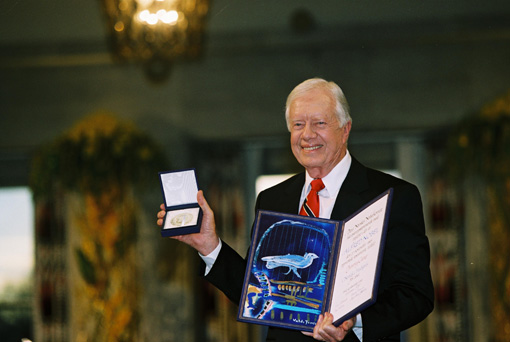 CarterLibrary's tweet photo. December 10th is #NobelPrizeDay!  President Carter was awarded the Nobel Peace Prize in 2002 and accepted it on December 10th, 2002 in Oslo, Norway. #DYK that our current exhibit Paint Pals has been nominated for a Nobel Peace Prize? https://t.co/MxsGNNLnNL https://t.co/QAO4YwyRtJ