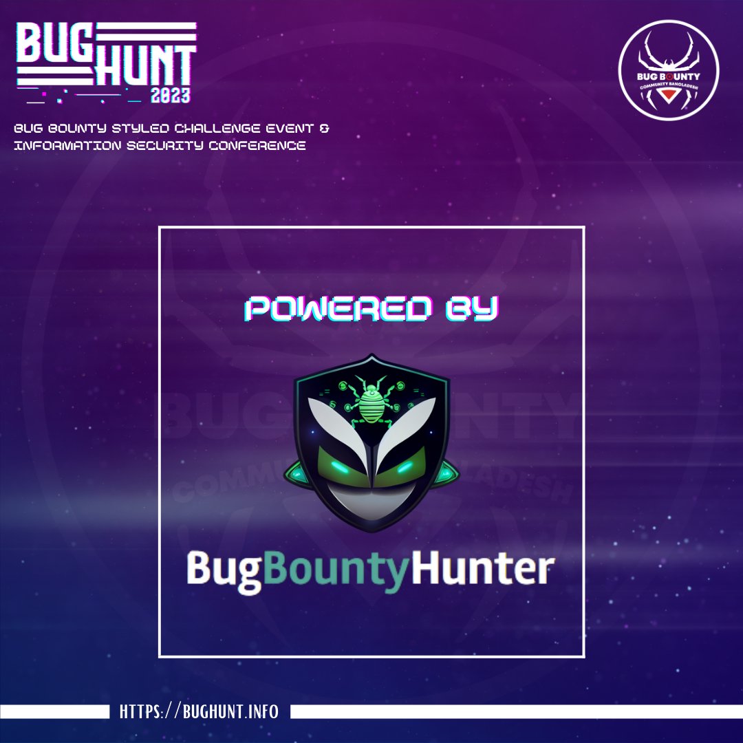 Thank you, <a href="/BugBountyHunt3r/">BugBountyHunter.com 🪲</a> , for choosing to support #BugHunt2023 as our "Powered by" sponsor! We are thrilled to have your company on board and look forward to working together to make this event a success.
