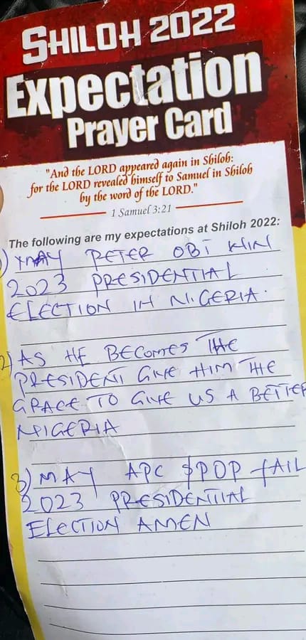 Prayer request of a patriotic Nigerian at #Shiloh2022. May their prayers be answered. 🙏🏾