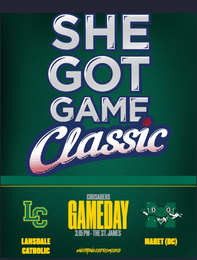 lcladycrusaders's tweet photo. Lansdale Catholic takes on Maret (DC) on Court 6 at The St. James in Springfield VA in the She Got Game Classic. 

All games are live-streamed on BallerTV. 

#nothingispromised https://t.co/zR6I6VE8BK