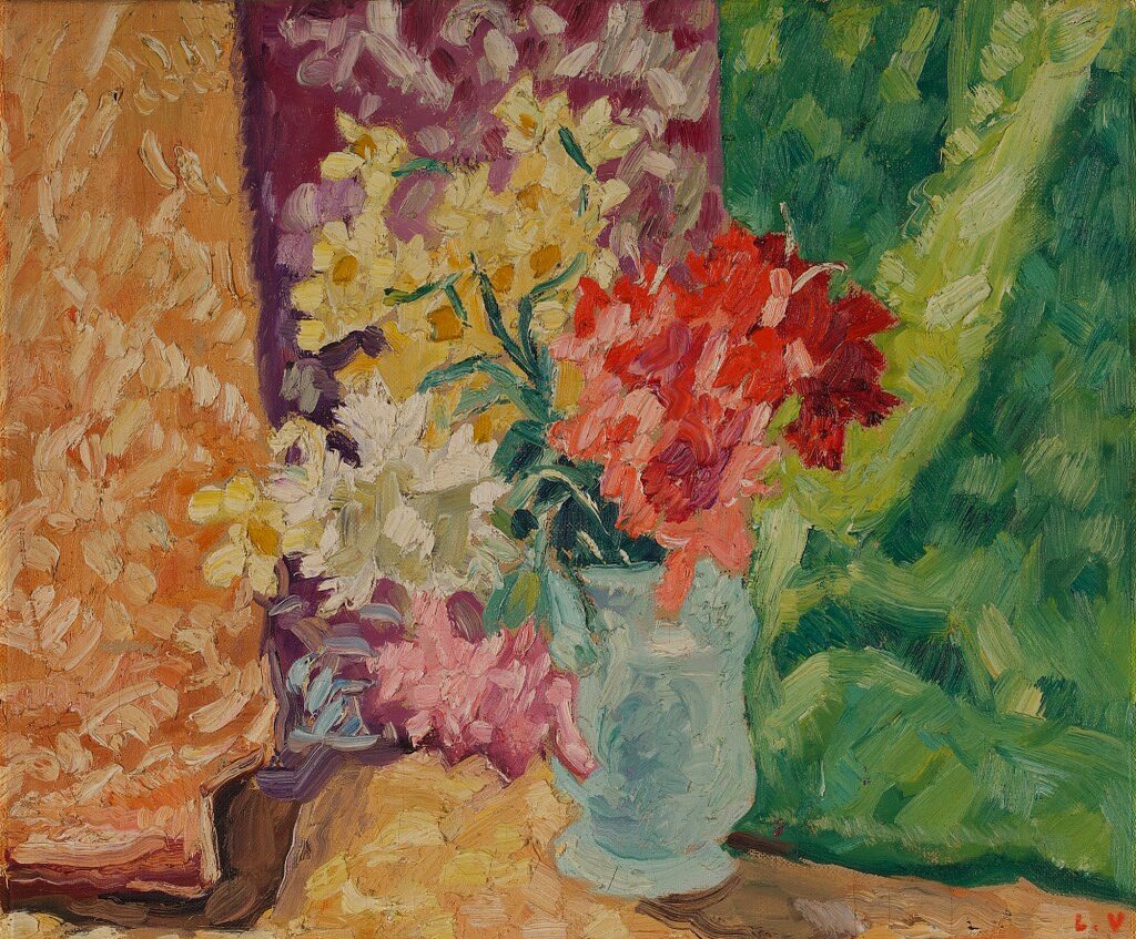 Homo_Curiosum's tweet photo. Louis Valtat (French, 1869 – 1952)
Vase bleu, fleurs roses et jaunes, draperie
oil on canvas
36.8 x 71.8 cm.
1921
Private collection
#Postimpressionismo #Masterpiece #Museo #NatureMorte #Art #OilPainting #Painting #Pittura #Artist #HistoryOfArt #Artwork #Valtat #FrenchArt https://t.co/AGsksySG9y