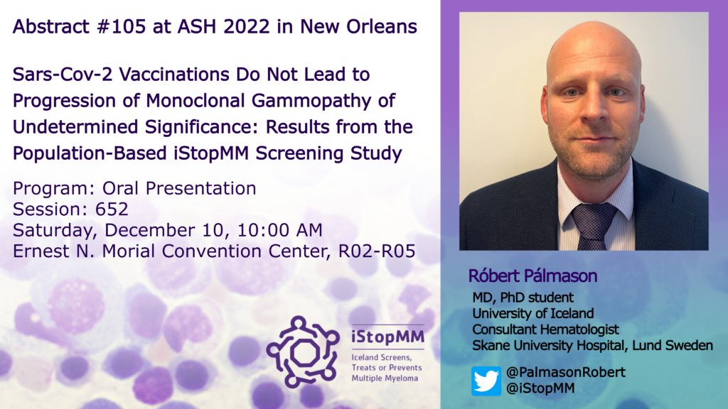 What happens to MGUS and the M-protein after covid vaccination? <a href="/PalmasonRobert/">Robert Palmason</a> will tell you at 10 am today! <a href="/iStopMM/">iStopMM</a>