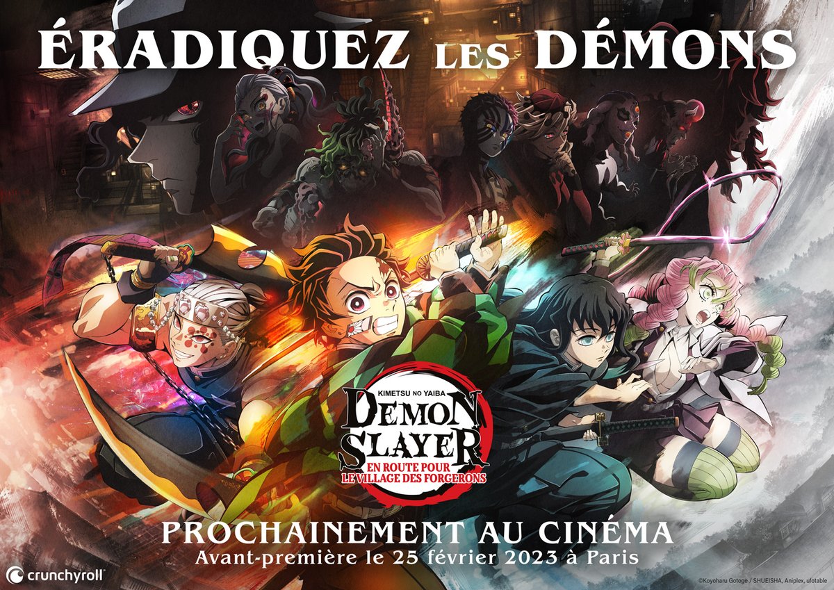 🔥 LA TOTALE 🔥

Demon Slayer: Kimetsu no Yaiba En route vers le village des forgerons !

Nouveau film incluant :
- Le quartier des plaisirs 10 et 11 remasterisés en 4K 
- L'épisode 1 du nouvel arc

AVP le 25 février à Paris en présence du producteur Yuma Takahashi.