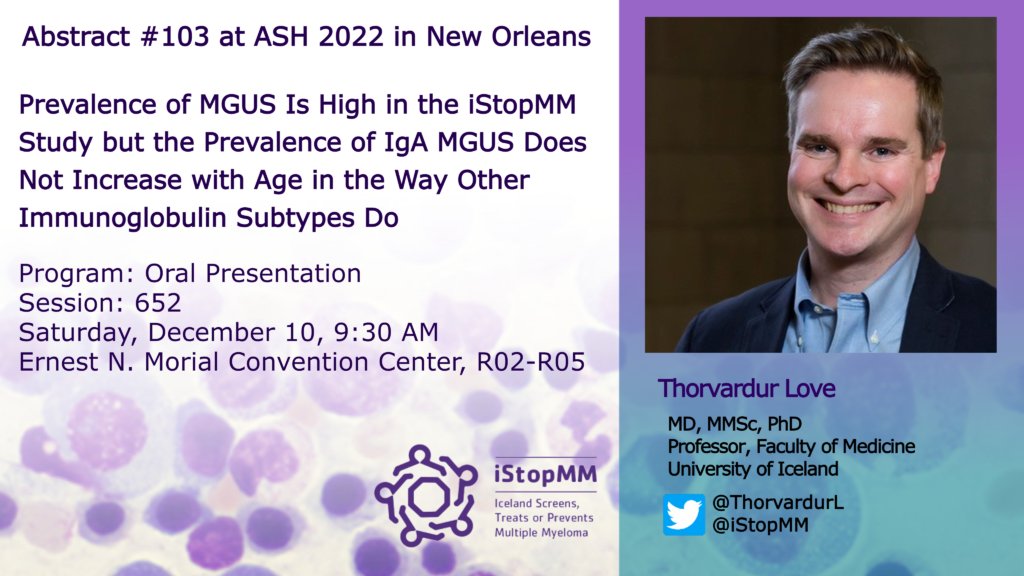 If you screen 75,422 people for MGUS,  what do you find? <a href="/ThorvardurL/">Thorvardur Jon Love</a> will tell you in just 2 hours! <a href="/iStopMM/">iStopMM</a> <a href="/TheBindingSite/">Binding Site</a> <a href="/IMFmyeloma/">International Myeloma Foundation</a>