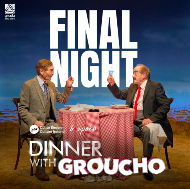 bspoketheatre's tweet photo. Our final two performances of 

Dinner With Groucho
by
Frank McGuinness

 Are today at 

3.00pm
7.30pm

@arcolatheatre
  
Supported by 
@culture_ireland
 
Tickets from £12

https://t.co/xGD0HVL92s
https://t.co/dFeoQzhViJ

Thank you very much #London, it's been a complete pleasure https://t.co/0HfM4bYOH9