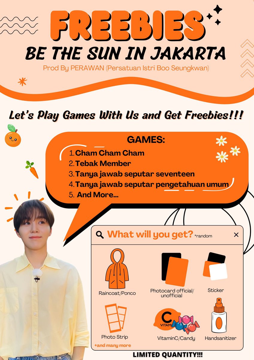 _peachyvityy_'s tweet photo. 🧸RT &amp; Like are very appreciated🧸

🍊Seventeen Add Show #BETHESUNinJKT Freebies by PERAWAN🍊

📍GBK Madya Stadium 
🗓28 Dec 2022 
⏰TBA
🌸let’s play games with us &amp; get freebies

⚠️please tag us &amp; use ht #FreebiesByPerawan #FreeRawan #FreeBOOs

‼️Limited qty‼️ https://t.co/U3W8q12Z7d