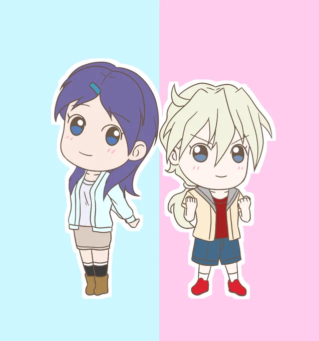 気分転換にうちのとこのオリキャラのディフォルメ完成!海原ちゃんとソフィアくん 