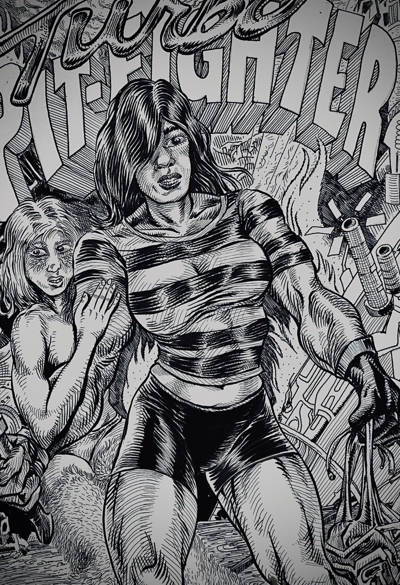 art_bronx's tweet photo. Recently inked Pin-up for Turbo Pit-Fighter. 

See the latest Making of Turbo Pit-Fighter comic podcast episode here: https://t.co/CGpLEUZGHE #comics #comicart #turbopitfighter #scifiart #indiecomics https://t.co/ph58S7KnsM
