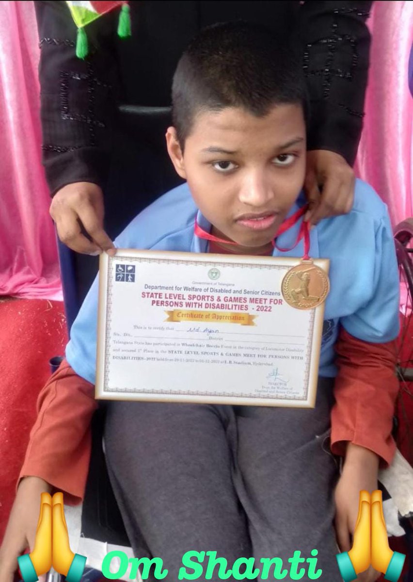 TMDA_TELANGANA's tweet photo. Last week our Warrior WON medals in #Boccia games, This week he LOST his battle against MUSCULAR DYSTROPHY (DMD). Dear @KTRTRS sir please look into our issues before we lose our warriors.🙏 #Research #Cure #survival #Prevention. #TMDA
@TelanganaCMO
@trsharish 
@Koppulaeshwar1 https://t.co/heLV4tOG5Y