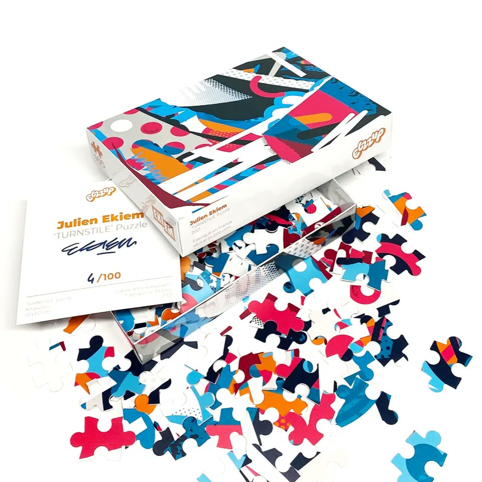 Turnstile' Puzzle
165 pièces – 41×60 cm
Edition: 100 copies

Julien Ekiem x Elzzup
Fabriqué en France 🇫🇷

Get it here : 
lnkd.in/d7u5w-kh

#puzzle #game #puzzleart #elzzup #collaboration #design #designer #artist  #contemporaryart  #ekiem #julienekiem