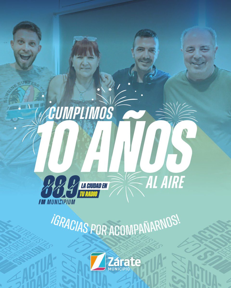 #RadioMunizipium 📻 | ¡Felices 10 años! 🔟🎊
 
📅 Un día como hoy, hace 10 años, se concretaba un gran sueño con la inauguración de la primera radio pública de la ciudad. 

<a href="/CaffaroOsvaldoR/">Osvaldo Cáffaro</a>