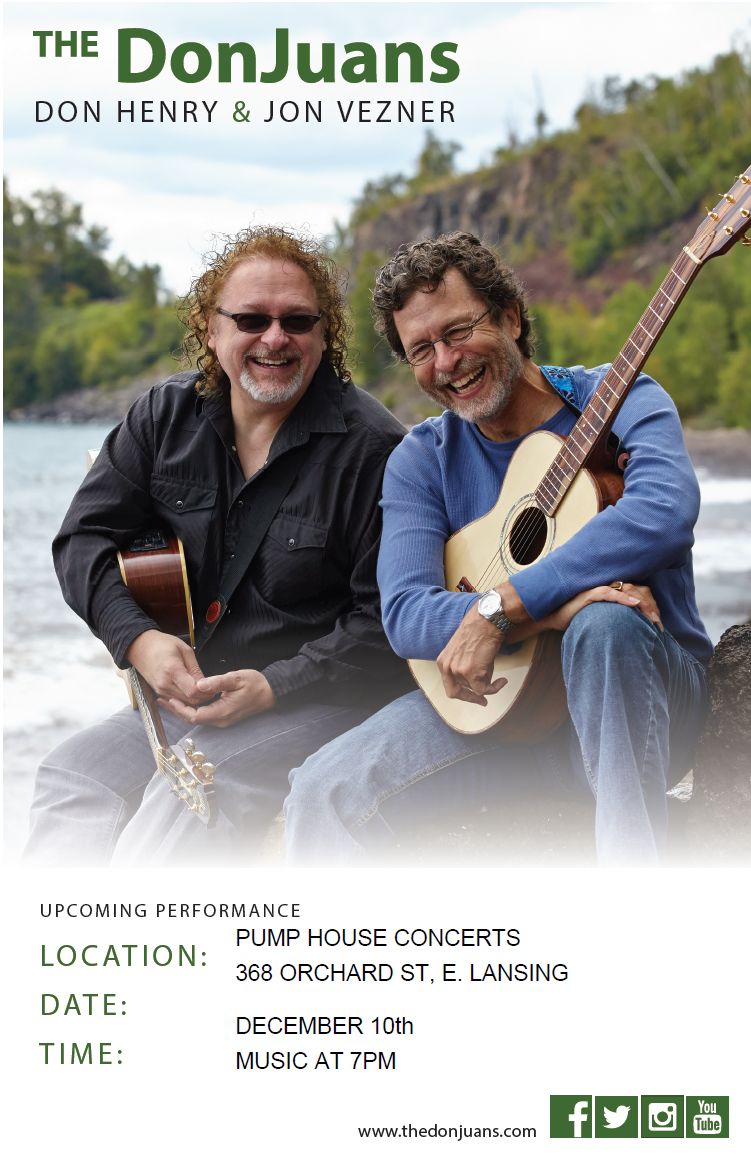 Tonight!
Grammy winning songwriters The DonJuans at Pump House Concerts. Doors at 6:30
fb.me/e/35hzlOETw