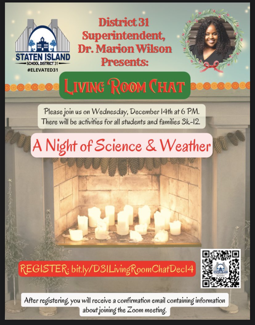 CSD31StatenIsland (@csd31si) on Twitter photo 📣 Calling our <a href="/CSD31SI/">CSD31StatenIsland</a> community 📣 Join <a href="/DrMarionWilson/">Dr. Marion Wilson</a> & our fantastic schools for a “Night of Science &
Weather” Dec 14, 6:00 PM. Register here➡️ bit.ly/D31LivingRoomC… #elevatED31 ⛄️ 📣 Calling our <a href="/CSD31SI/">CSD31StatenIsland</a> community 📣 Join <a href="/DrMarionWilson/">Dr. Marion Wilson</a> & our fantastic schools for a “Night of Science &
Weather” Dec 14, 6:00 PM. Register here➡️ bit.ly/D31LivingRoomC… #elevatED31 ⛄️
