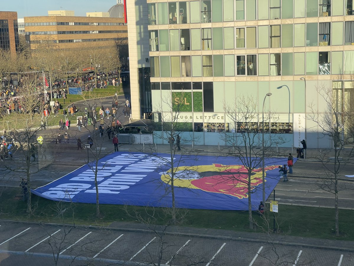 Protestors at <a href="/redbullracing/">Oracle Red Bull Racing</a> event in Milton Keynes #protest #spoilingevent