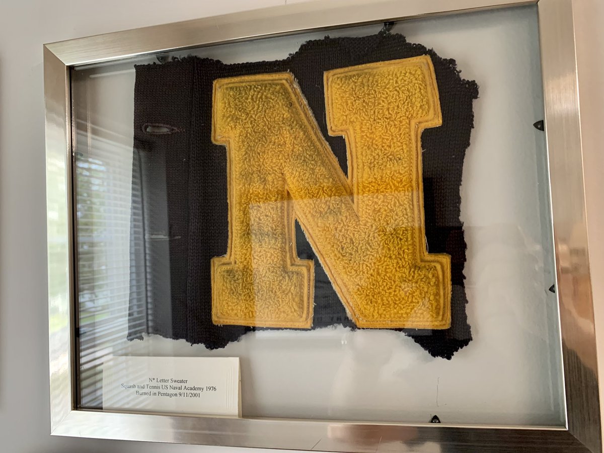 stavridisj's tweet photo. Adniral Florida Man is Ready for army navy game! Wearing my letter sweater down here in Florida. This is actually my replacement letter sweater because the first one was burned up during 911 in the Pentagon. Only the “N” survived. https://t.co/vxxQYgL1sf