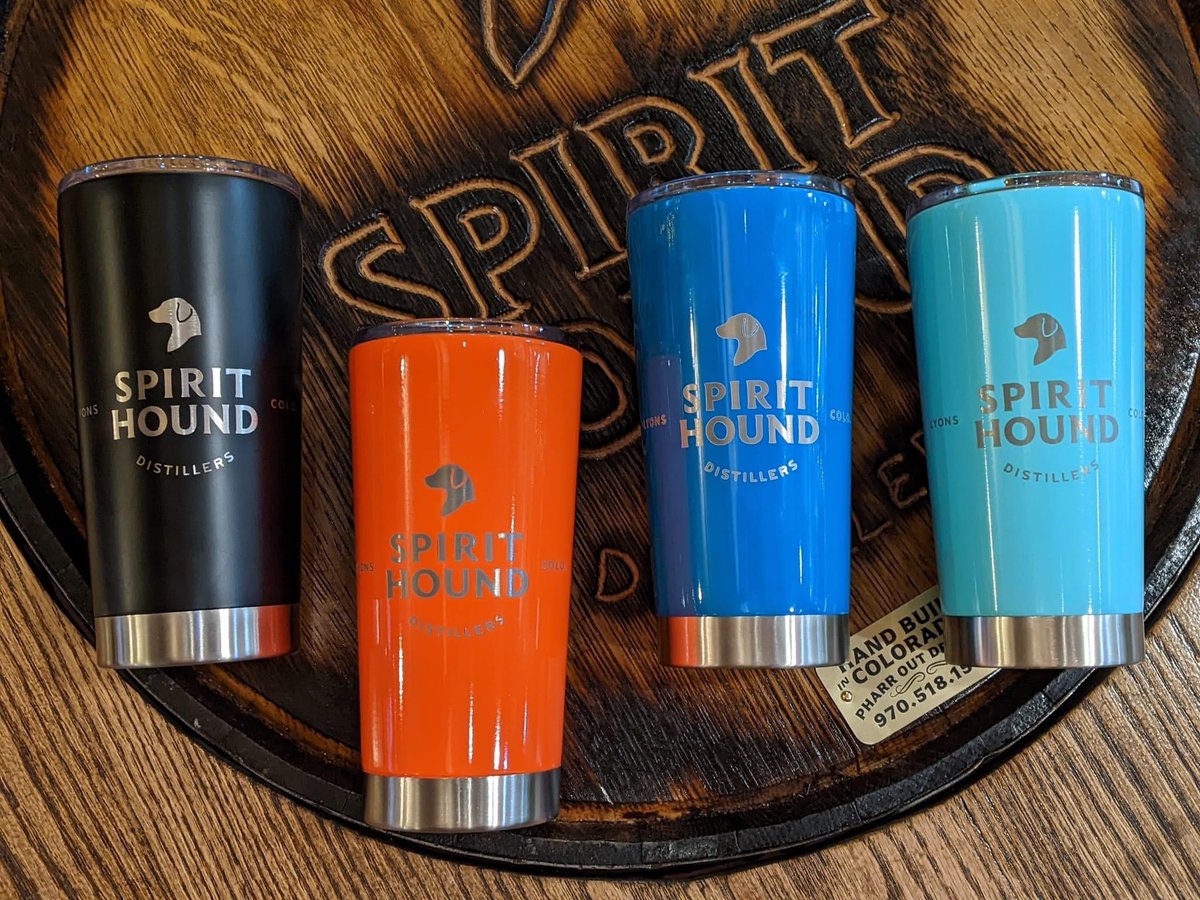SpiritHoundDist's tweet photo. Did we mention our new merchandise? New insulated drink tumblers in 4 fun colors make a great present for the Spirit Hound fan in your life. #spirithound #estespark #boulder #lyons https://t.co/sy342YxEcS