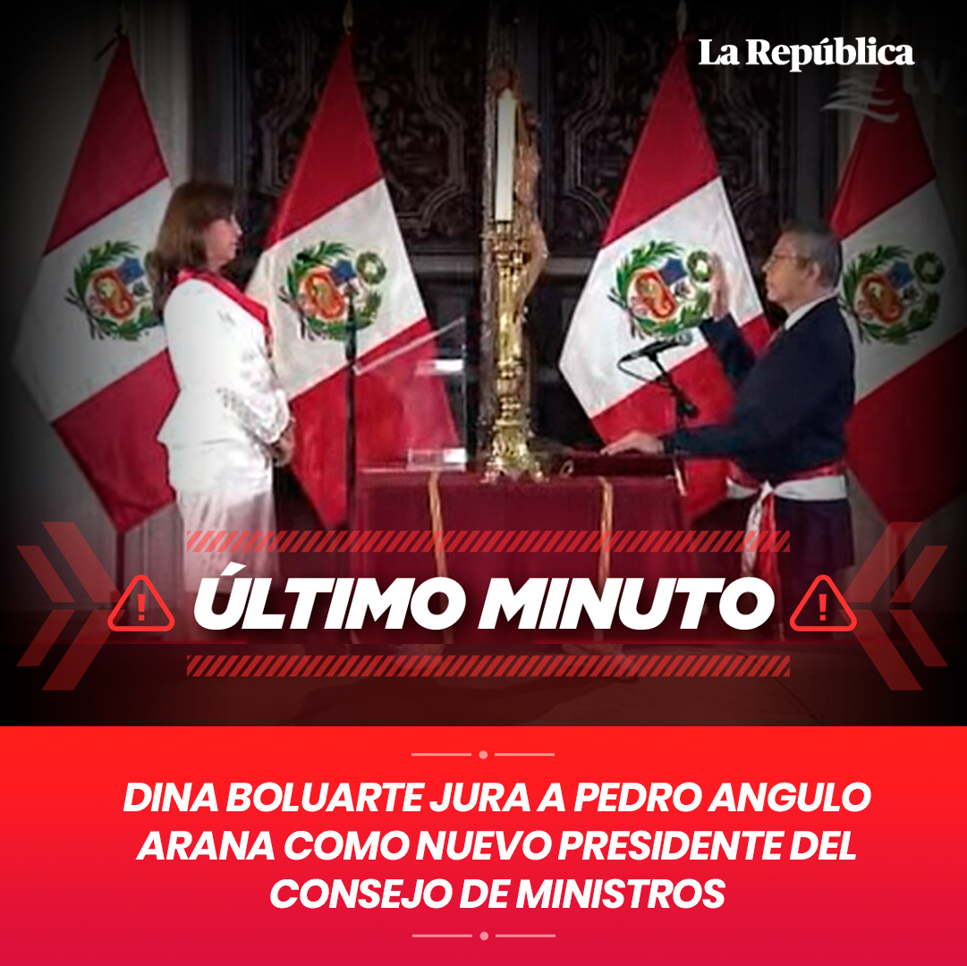 larepublica_pe's tweet photo. 🚨 #ÚLTIMOMINUTO | Dina Boluate toma juramento de Pedro Angulo como presidente del Consejo de Ministros

Pedro Angulo asume la Presidencia del Consejo de Ministros en reemplazo de Betssy Chávez, quien renunció luego de que Castillo diera golpe de Estado

➡https://t.co/rva6qlmc3e https://t.co/JBWXf8msMX