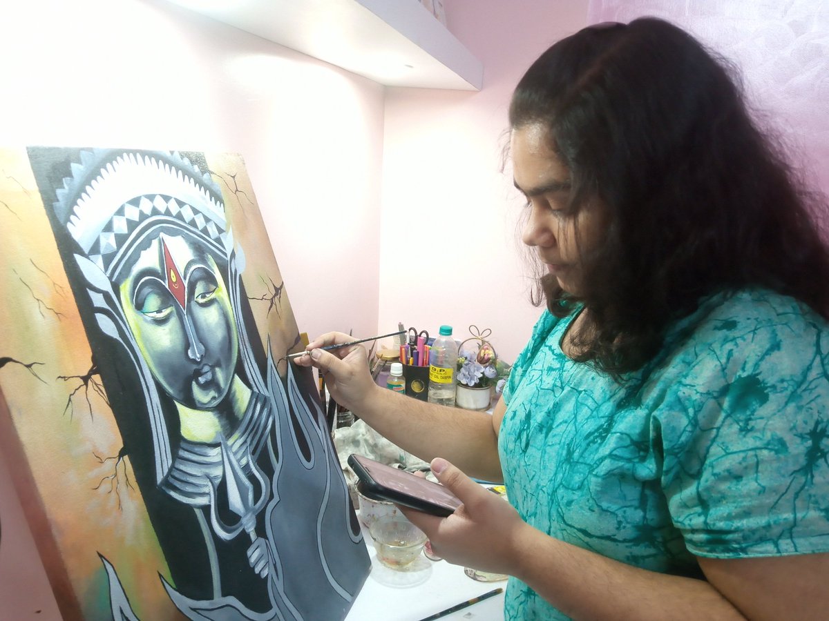 RangArts's tweet photo. Outstanding  oil painting on canvas 🖌️🎨 created by #Budding_Artist #Samriddhi_Dasgupta from Delhi Public school, kolkata.02/12/2022. https://t.co/c1DrLq56ka