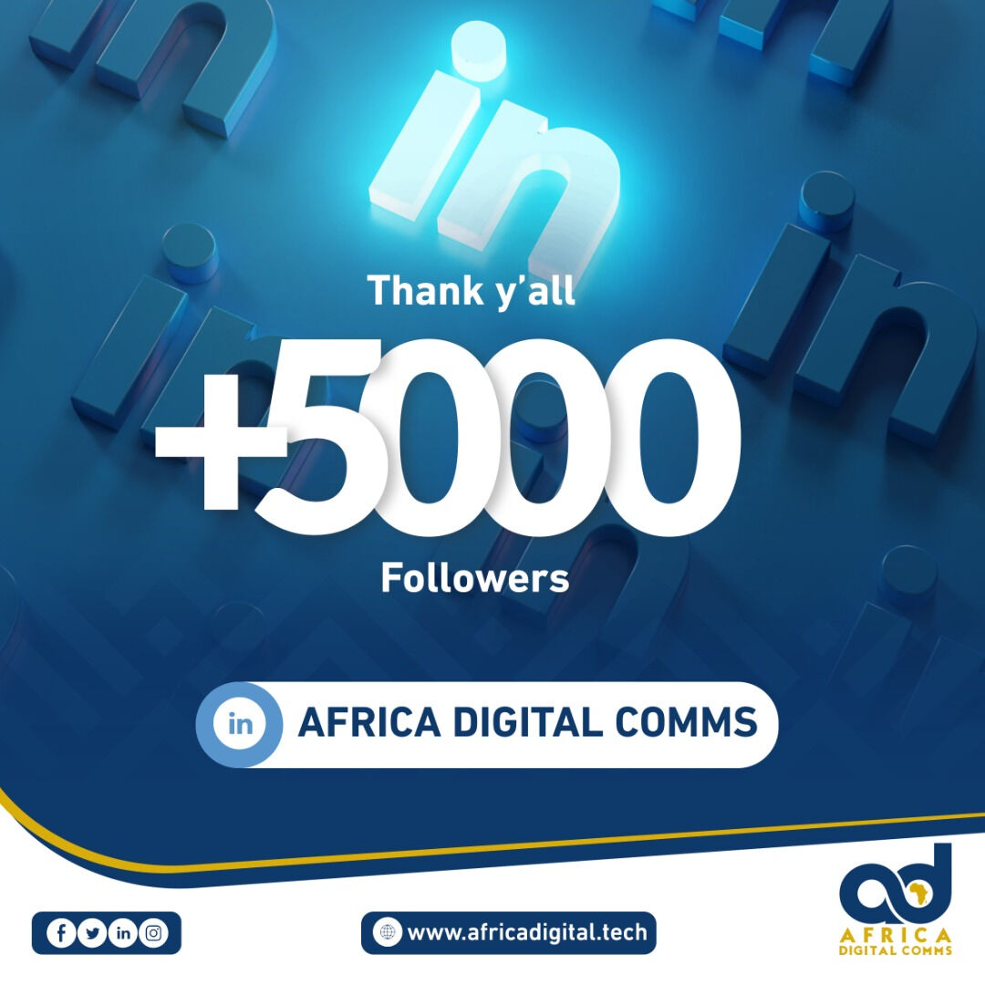 africadigitalcd's tweet photo. Vous êtes plus de 5000 à nous suivre sur LinkedIn, nous vous en remercions et vous disons #5000Merci de nous soutenir depuis le début.
Suivez-nous : https://t.co/wicdSTy1eV
🌐 https://t.co/edCIUtON3r
📩 info@africadigital.tech
📞 +243 898 643 030
#AfricaDigitalComms https://t.co/S7u95S0Xsw