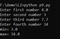 BhaktiAher6's tweet photo. Day 2 of #30DaysOfCode
->Program for: 
*Four numbers and print the min and max
*Two integers and print the min of two
*To accept amount in rupees and convert into dollars
*Age of the user print whether user can vote or not

#30daysofcode #100daysofcode  #100daysofcodechallenge https://t.co/zwEej53632