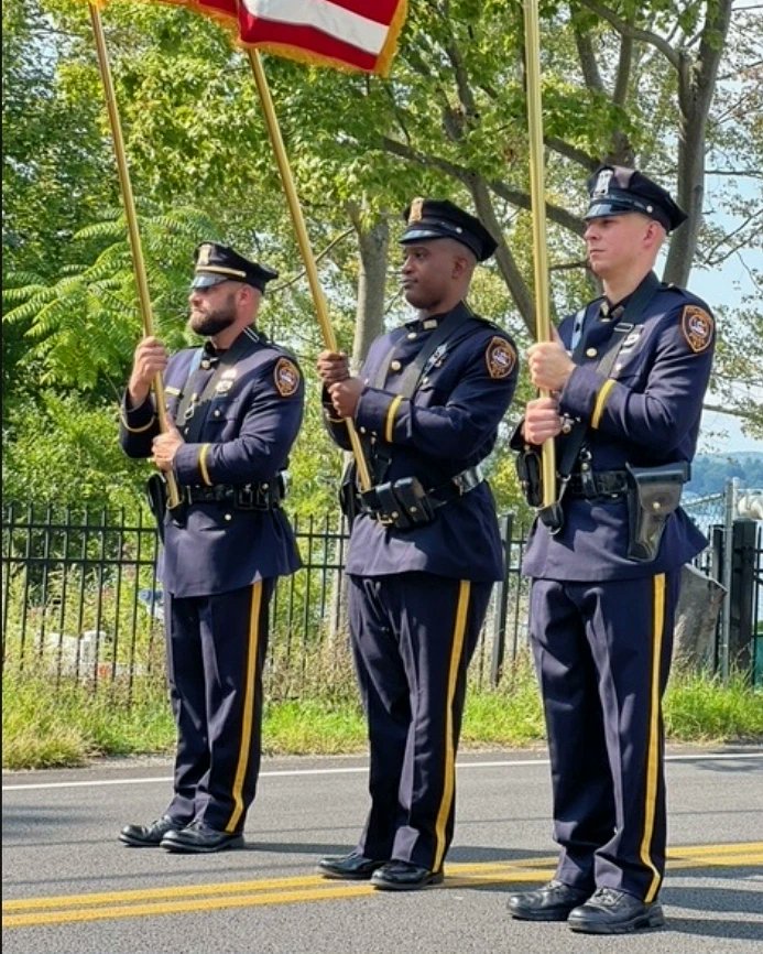 peekskillpolice's tweet photo. When your Honor Guard is this sharp, showing them off is a must! Sgt. Kruithof, P.O. Woodland and P.O. Nolte standing tall! 💙

#peekskillproud 
#peekskillpolice https://t.co/qQ0YMRF1OC