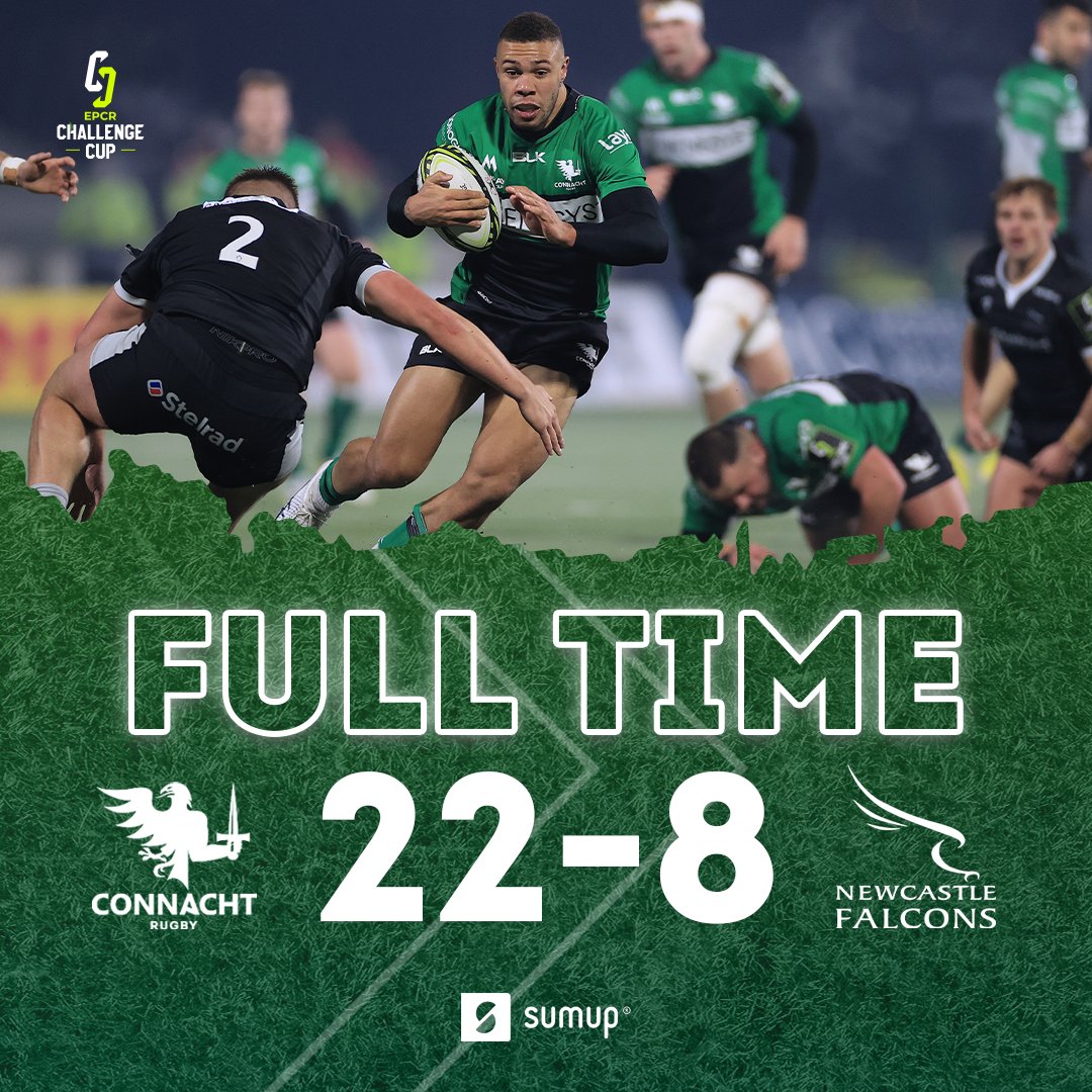 connachtrugby's tweet photo. Full-time and a great start to our European adventure this season ๐ช๐บ๐
Tries from Paul Boyle, Adam Byrne and Diarmuid Kilgallen.
It's a trip to Brive next Friday for Round 2 of the @ChallengeCup_
#CONvNEW | #ChallengeCupRugby https://t.co/0eD4q7dctg