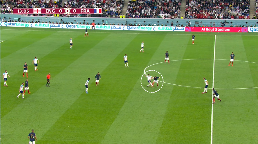 taticadidatica's tweet photo. Pela 2ª vez, esse salto de pressão no receptor da bola dando certo.
Inglaterra rouba a bola e consegue transitar com mais velocidade.
#taticadidatica #taticanacopa https://t.co/u84UvvKwYj
