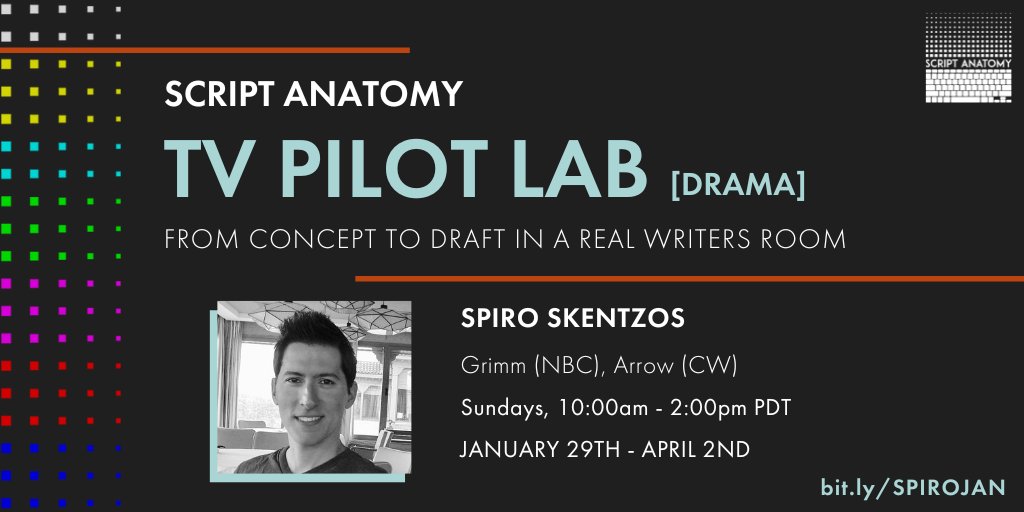 tbhattacharya's tweet photo. Writers, don't miss out on @ScriptAnatomy's DRAMA PILOT LAB w/Spiro! Go from **pre-class prep work to concept through development, outline & draft in this intensive lab w/step-by-step feedback from your instructor and peers! https://t.co/xBcKCd0PYq #WritingThatSells #goals https://t.co/F8bf4TMDCr
