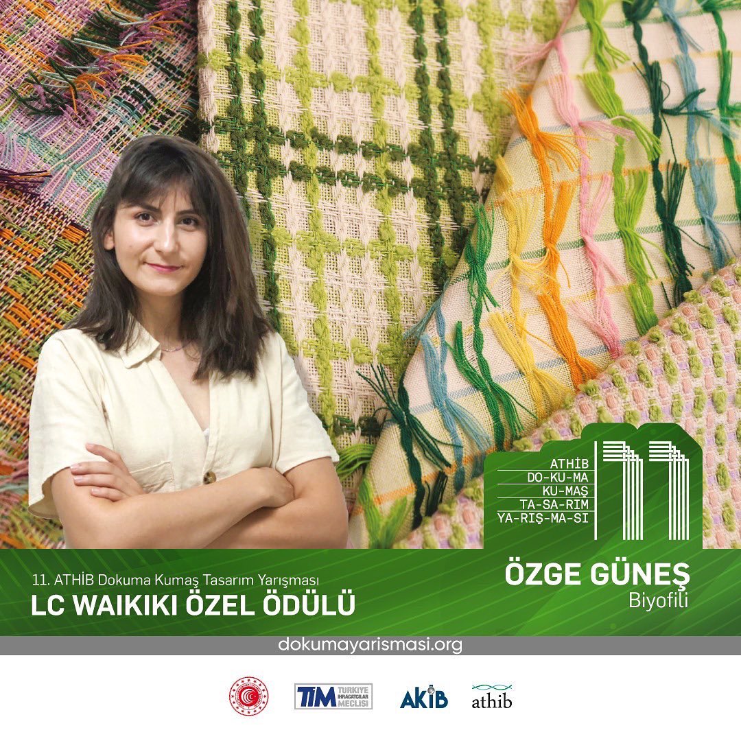11.ATHİB Dokuma Kumaş Tasarım Yarışması LC Waikiki Özel Ödülü, 
Özge Güneş’in oldu. Tebrik ediyor, başarılar diliyoruz. #ATHİB #dokumakumaştasarımyarışması #özgegüneş