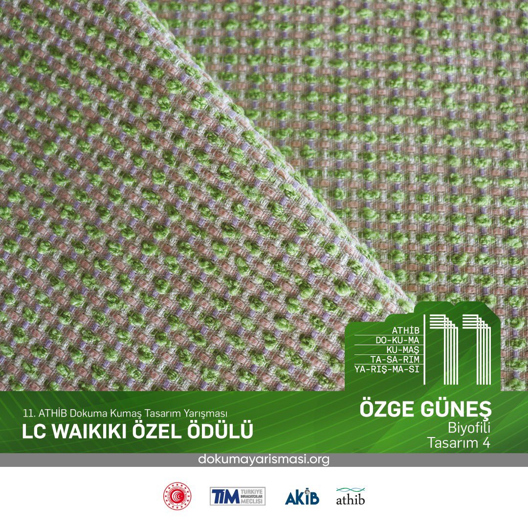 11.ATHİB Dokuma Kumaş Tasarım Yarışması LC Waikiki Özel Ödülü, 
Özge Güneş’in oldu. Tebrik ediyor, başarılar diliyoruz. #ATHİB #dokumakumaştasarımyarışması #özgegüneş