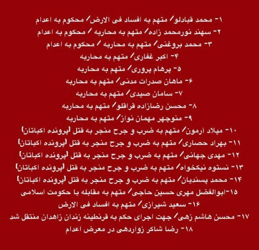 khamemeiy's tweet photo. این ۱۸نفر قراره بزودی اعدام شن، فقط بکشید ببینید چه بلایی سرتون میاریم!
#ماهان_صدرات
#علی_معظمی
#محسن_شکاری
#سامان_یاسین https://t.co/0EyRN6slCQ