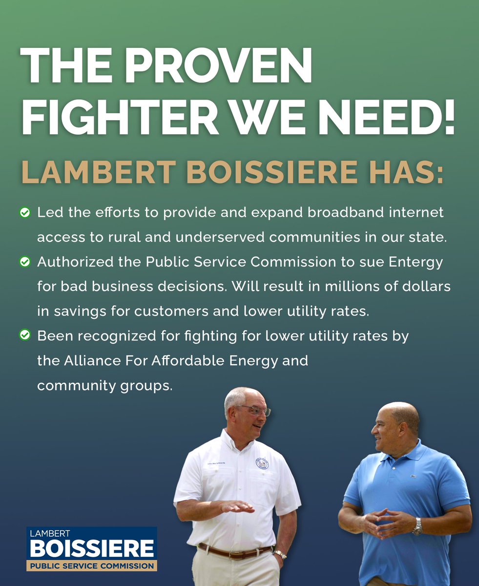 Governor John Bel Edwards agrees that Louisiana is NOT for sale, and we need to send a strong message to out-of-state special interest groups trying to influence the PSC race.

Thank you for standing with me, Governor Edwards.