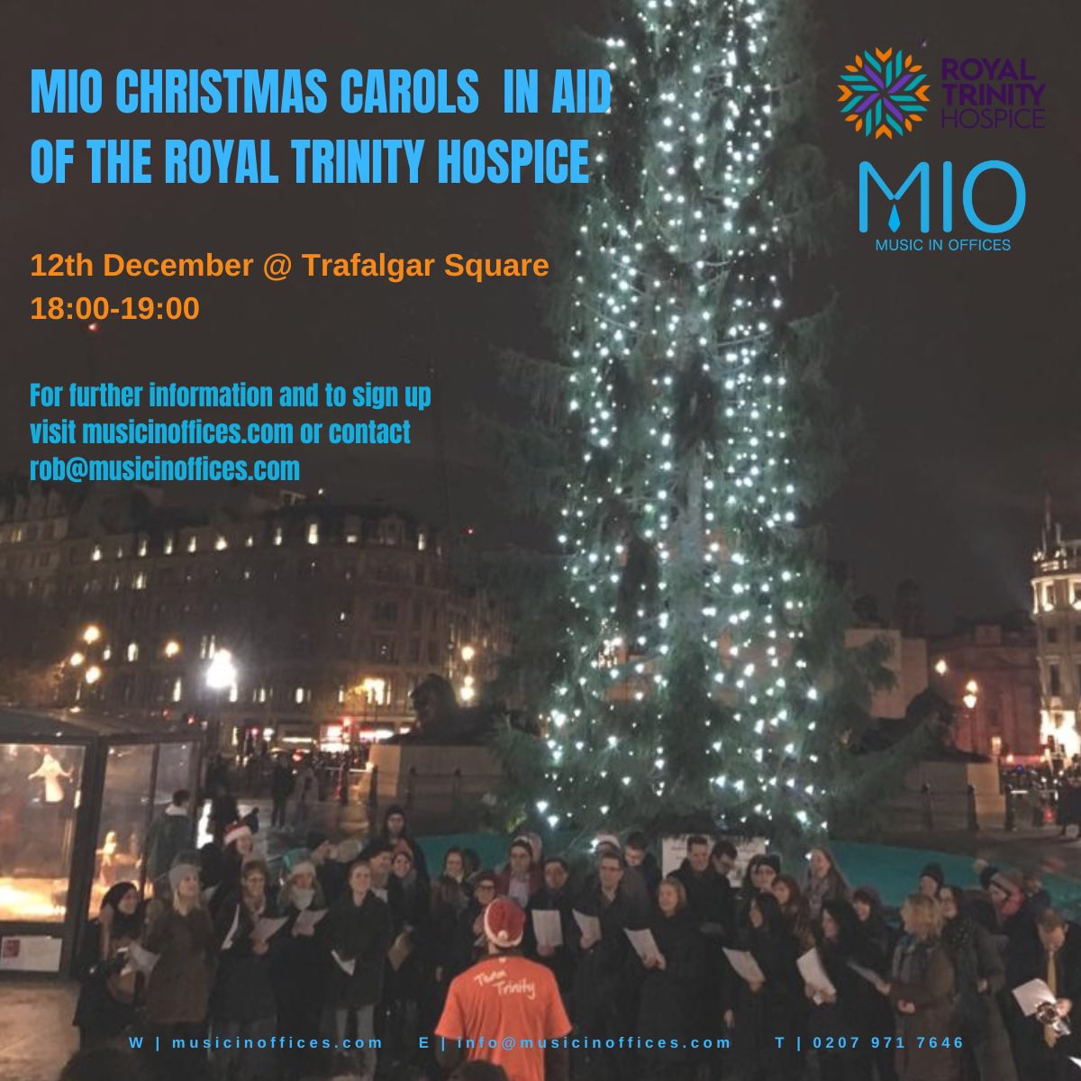 If anyone fancies singing some carols and raising money for a very worthy cause please join us at Trafalgar Square this Monday 6pm! <a href="/MIOLondon/">Music in Offices</a> <a href="/trinityhospice/">Royal Trinity Hospice</a> eventbrite.co.uk/e/469845860617
