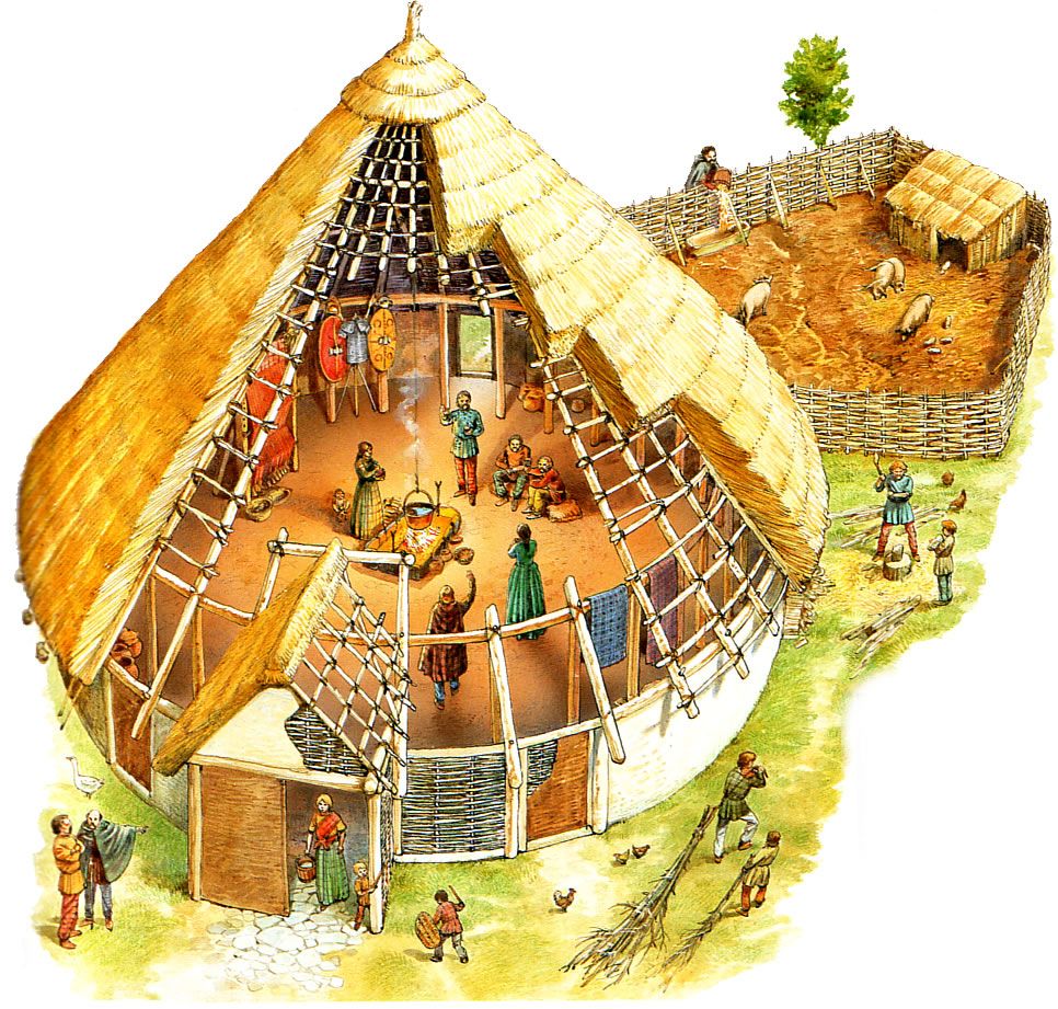 Nrken19 on "Illustration of Bronze Age roundhouse in Similar the Iron Age https://t.co/h2Yjprt7C3" / Twitter