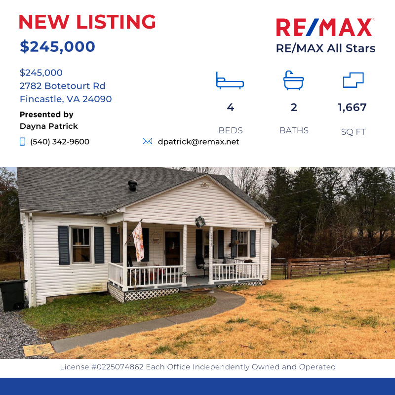 PatrickTeam's tweet image. Darling home on 1.35 Acres with a stream, located 3 miles north of Fincastle with easy 4-lane access to Roanoke and Covington areas. Great/s...

Click here for details:
remax.com/VA/FINCASTLE/h…