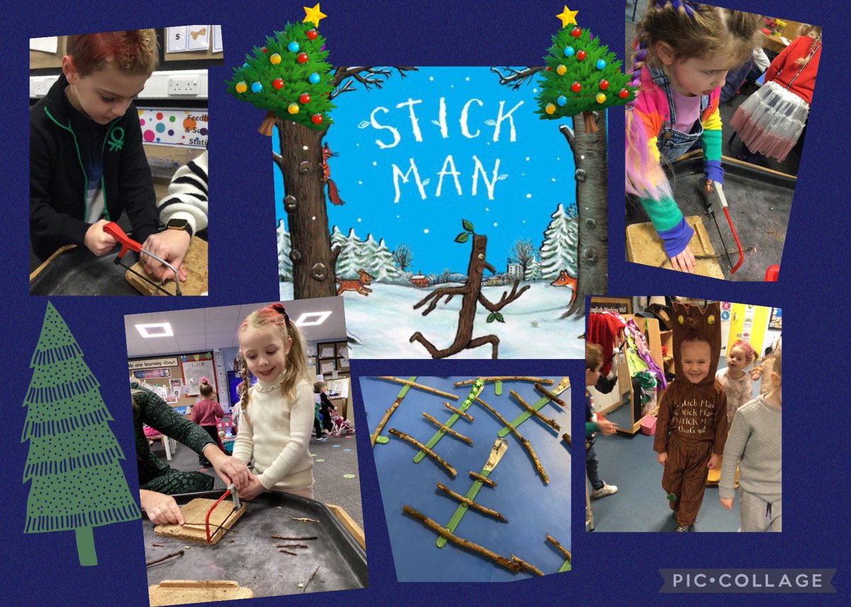 ecclaneendsyr's tweet photo. After reading Stick Man the children used saws to make their own mini Christmas trees using sticks. They were great at using their mathematical skills to order length correctly too. #juliadonaldson #DTskills #christmas https://t.co/sMZXEXEnKE