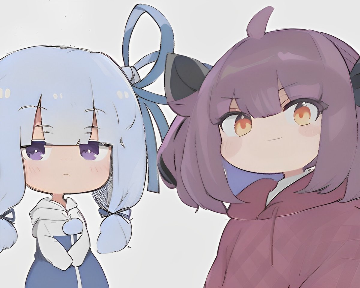 touhoku kiritan multiple girls 2girls hood hoodie ribbon hair ribbon purple hair  illustration images