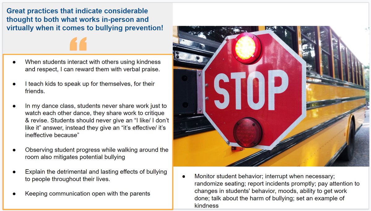 HeatherNgoma's tweet photo. @RutgersAltRoute These practices indicate considerable thought to what works when it comes to bullying prevention. #AltRtEd #SafeSchools Thanks for these terrific responses @kmpeterson428 @CaseyMc75304622 @ShakiraNPS  @KennyBryant973  @raechellutz  @Bria40208778 @LillyDlugosz https://t.co/Rk7bOIwCbb