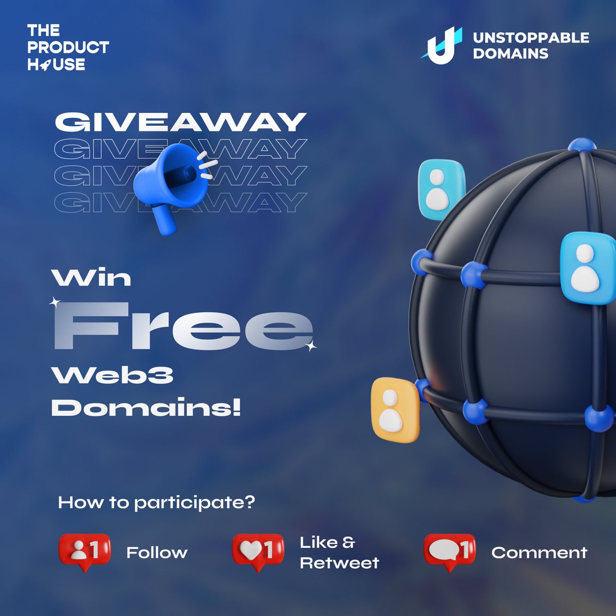 drumrolls please 🥁🥁 announcing our partnership with @unstoppableweb to help you log in to the decentralized web easily ⚡ to celebrate this moment, we are GIVING AWAY FREE DOMAINS 🥳 to enter 👇 1. follow @0xTPH 2. RT this tweet 3. comment #UnstoppableTPH 🚀 lfggg 🙌