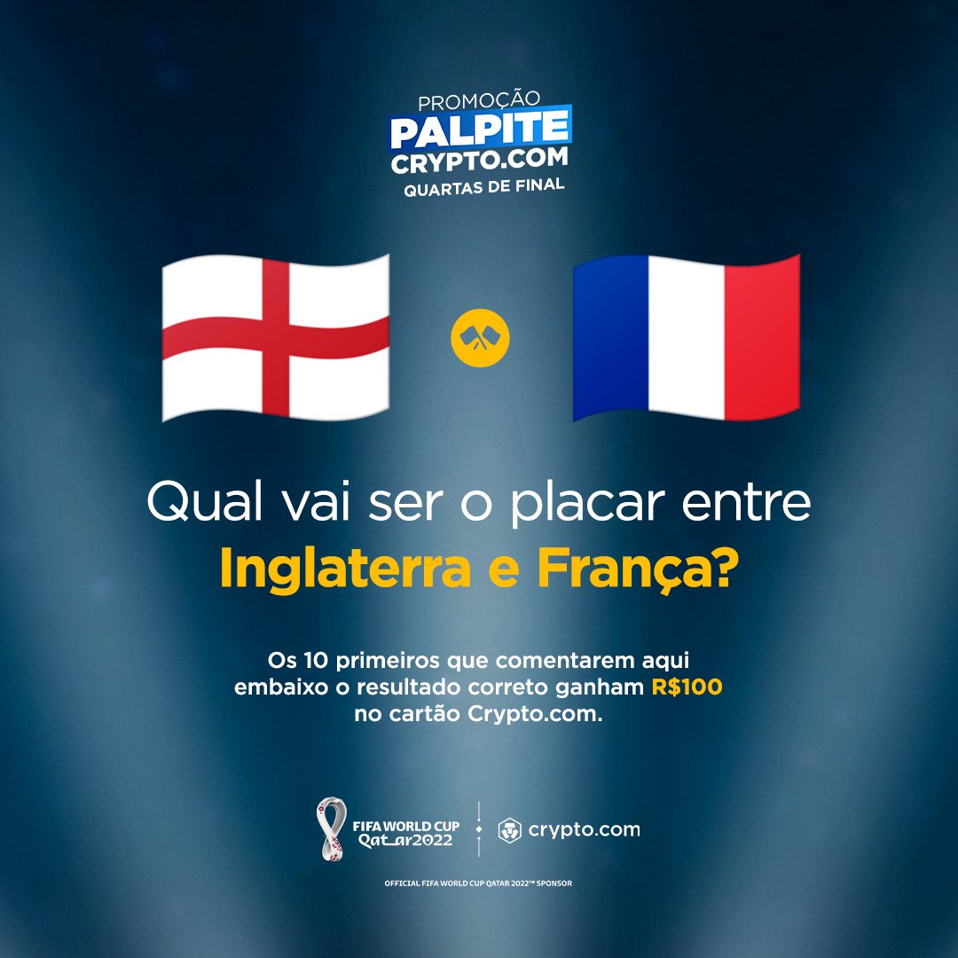 cryptocom_BR's tweet photo. É rivalidade histórica na Copa do Mundo FIFA que vocês queriam? Agora quero ver acertar! Boa sorte aos palpiteiros. 🤞💸 #PalpiteCryptoCom #CopaDoMundoFIFA https://t.co/nYV2ynE5tm