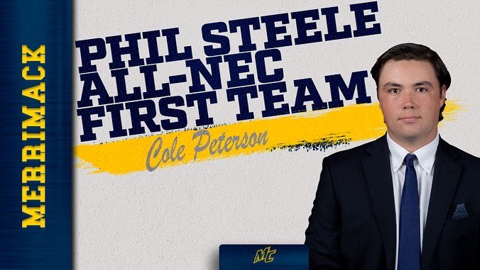 Merrimack_FB's tweet photo. Next we would like to congratulate Rodney Samson, Antonio Derry, Cole Peterson, and Garry Rosemond Jr. on being name to the Phil Steele All-NEC First Team! 

#GoMack // #MackTough https://t.co/n6NCTsc563