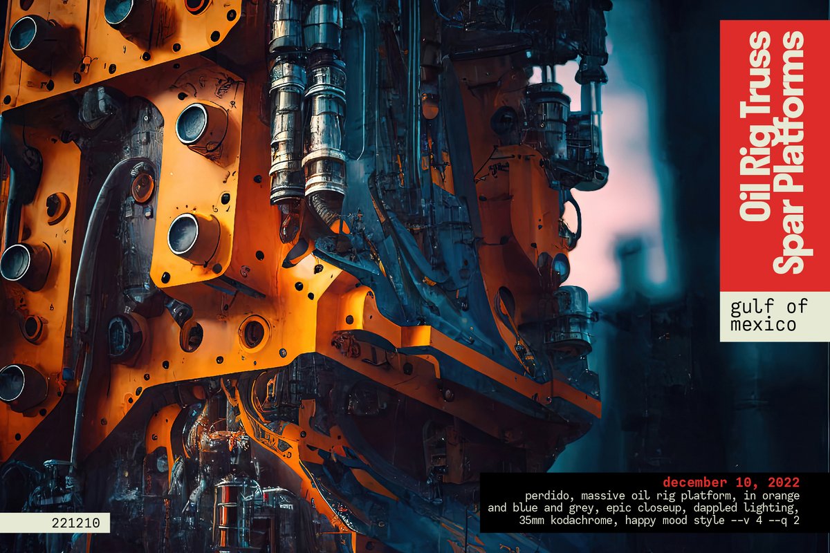 darylanselmo's tweet photo. #midjourney #artdirection #everydays #posthumandesign #posthumanart #ai #aiart #gulf #oilrigs #energy #peakoil #gulflivery #gulfofmexico #spar #imagesynth https://t.co/zcxnseDywx