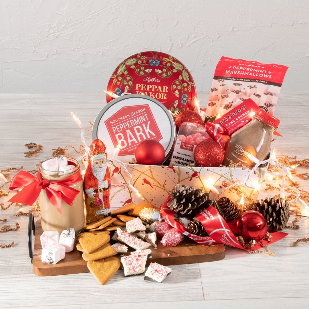 Cocoa, candy canes, and cinnamon drops - oh my! This box of sweet treats is perfect for the sweet tooth on your gift list.  Orders yours online today at Southern Season. 🎁
