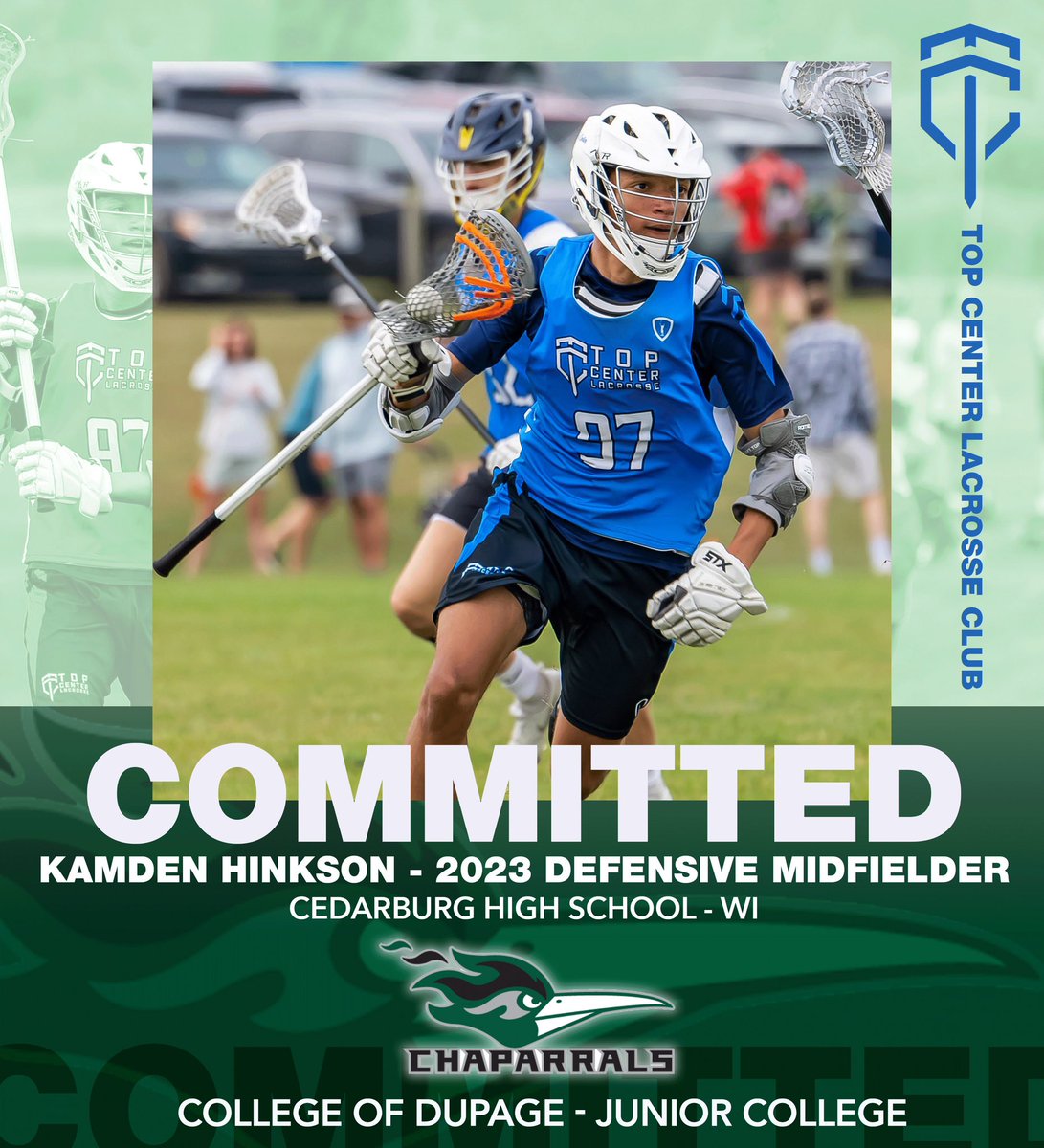 🚨 #commitmentalert 🚨

Relentless scrapper.

Congratulations to 2023 Defensive Midfielder Kamden Hinkson who will be attending College of Dupage (<a href="/GoChapsGo/">ChapsLacrosse</a>) next fall to play JUCO lacrosse and study engineering!

#TCLX

<a href="/Wisconsinhighs1/">Wisconsinhighschoollax</a>