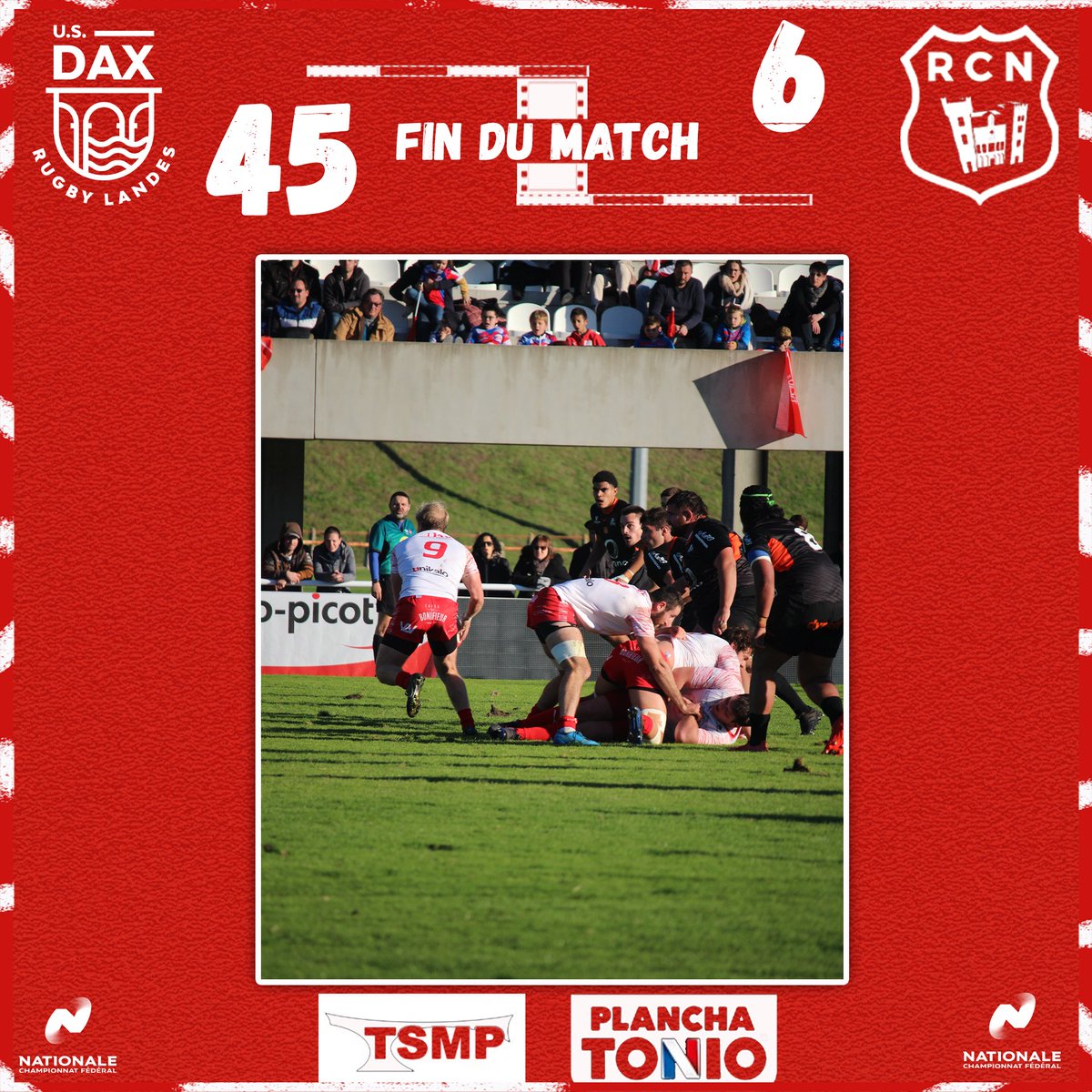 usdaxrugby's tweet photo. 𝗖𝗛𝗔𝗠𝗣𝗜𝗢𝗡 𝗗’𝗔𝗨𝗧𝗢𝗠𝗡𝗘 😍❤️🤍

Quelle grosse seconde période où nos Dacquois ont dynamisé la rencontre ! Victoire bonifiée 45 à 6 ! 🔴⚪️ https://t.co/XR0JfgPNeL