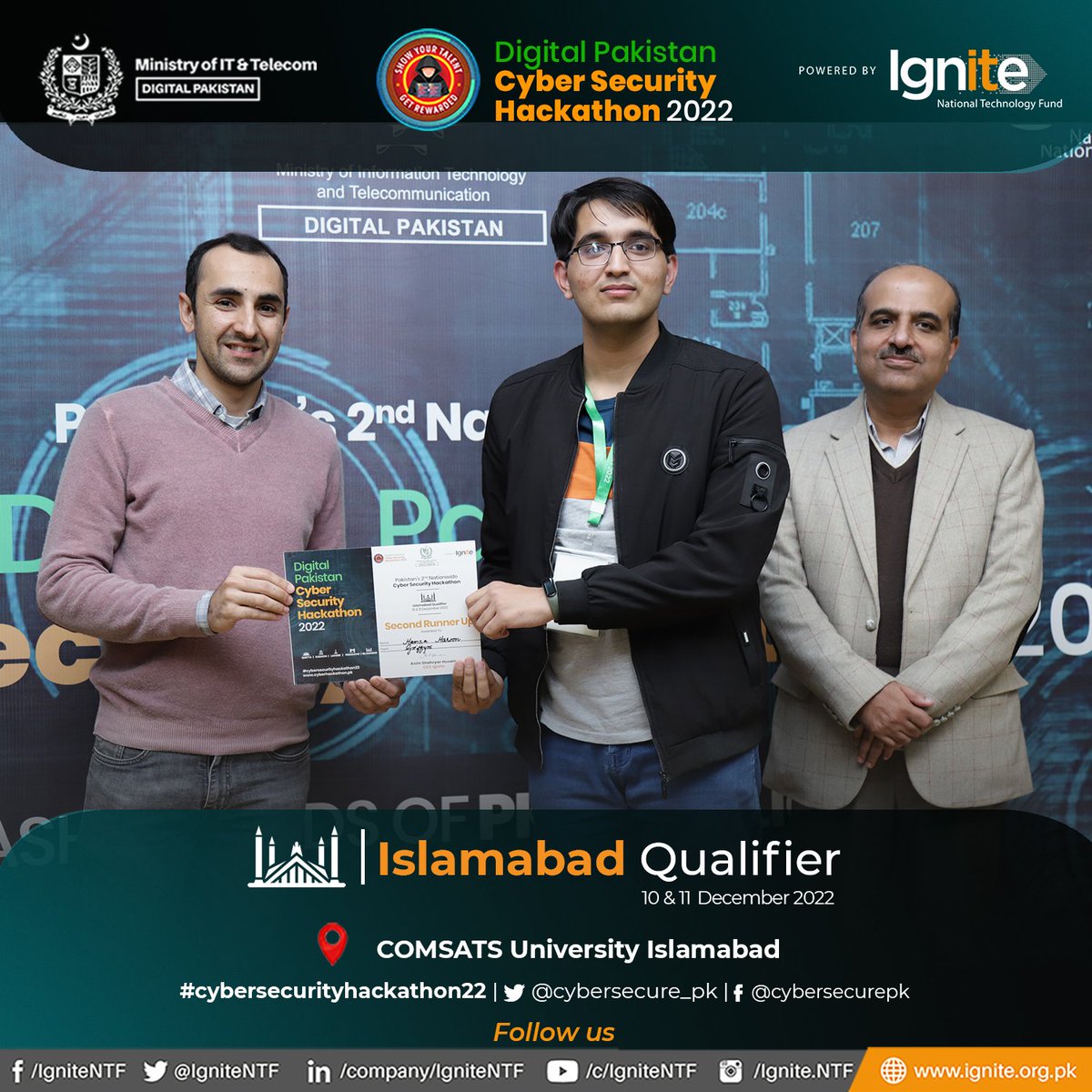 cybersecure_pk's tweet photo. Team Griffyns - 2nd Runner Up of Day 1 #Islamabad qualifier of Digital Pakistan Cybersecurity Hackathon 2022 organized by @IgniteNTF - @MoitOfficial at @CIITIslamabad
#MoITT #Ignite #cybersecurityhackathon22 #CSH2022 #IgniteCSH2022 https://t.co/1ocs6r4Y5y