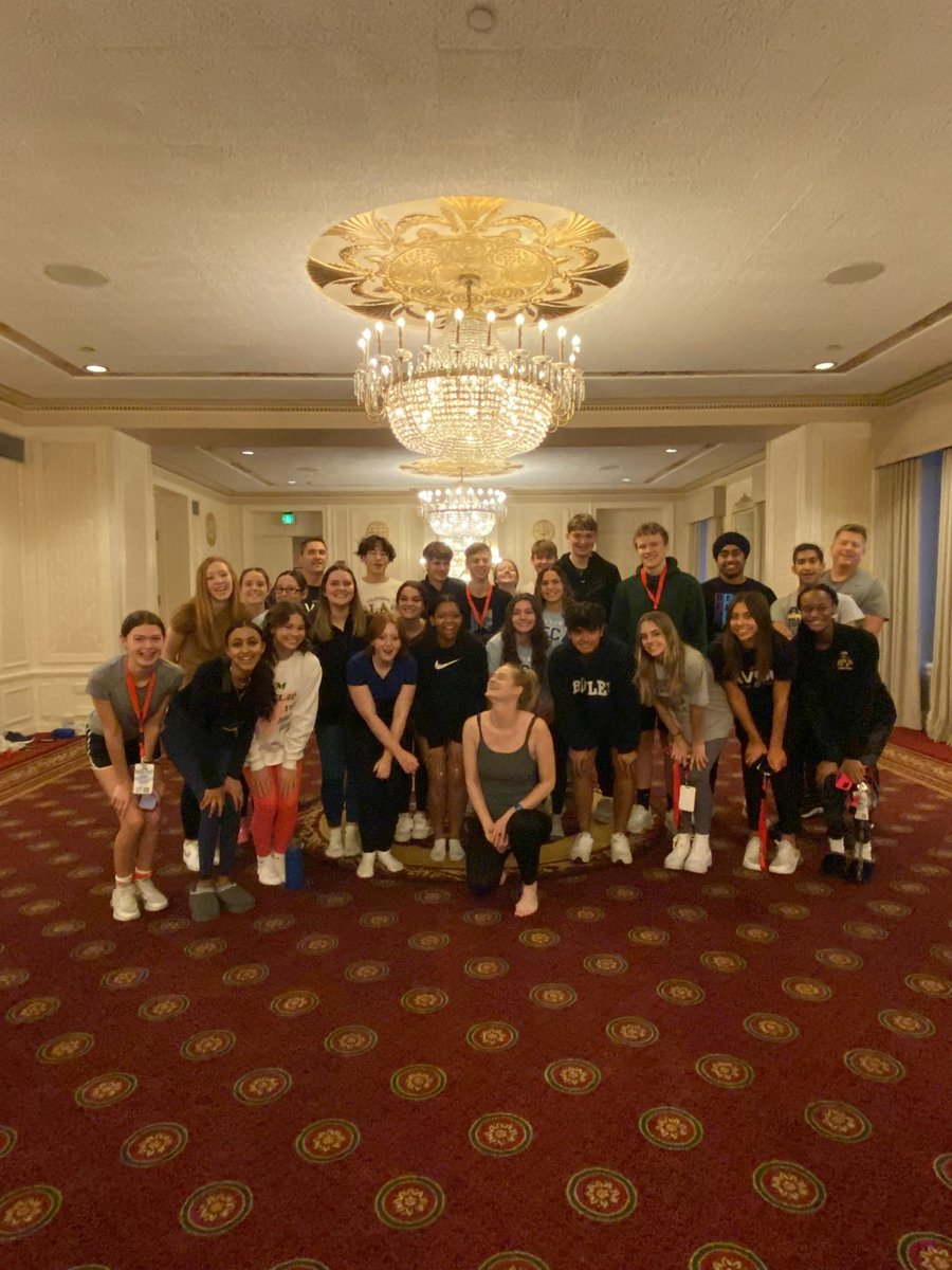 AvonDECA's tweet photo. Representing @IndianaDECA @AvonDECA with some morning yoga before the opening session in Milwaukee!  
#crlc2022
#crlcmke https://t.co/I8CuAqaiK5